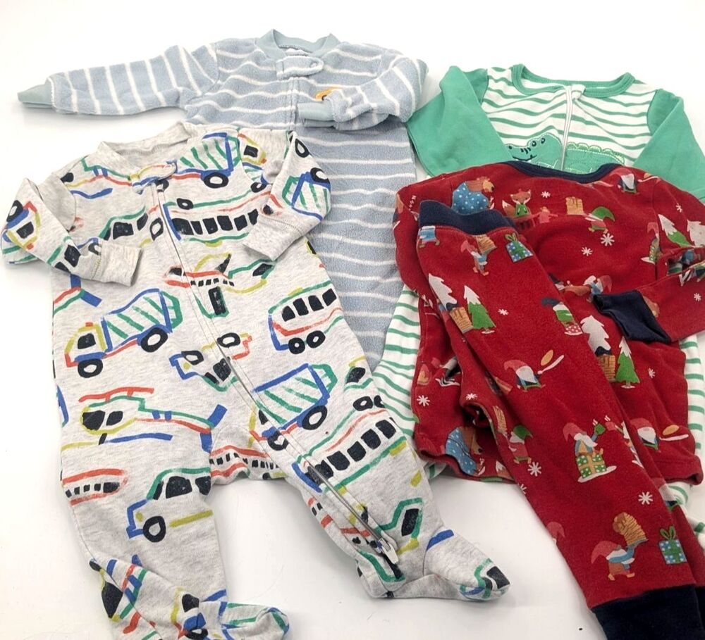 Baby Toddler Pajamas Lot of 4 Zip-Up One Piece Sleepers Carter’s Sizes 6M-2T